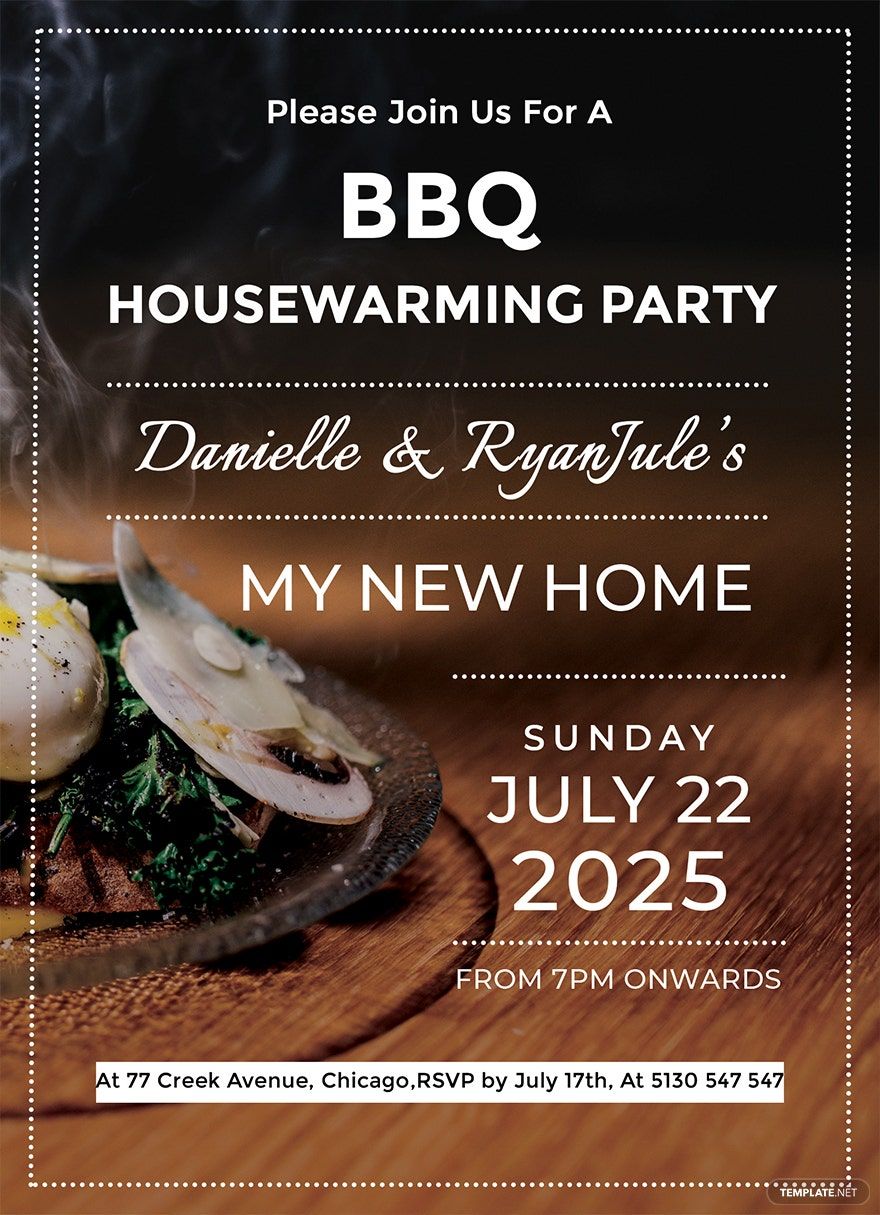 Free Bbq Housewarming Party Invitation Template