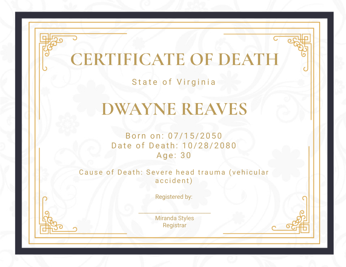 Death Certificate Background Template - Download | Template.net