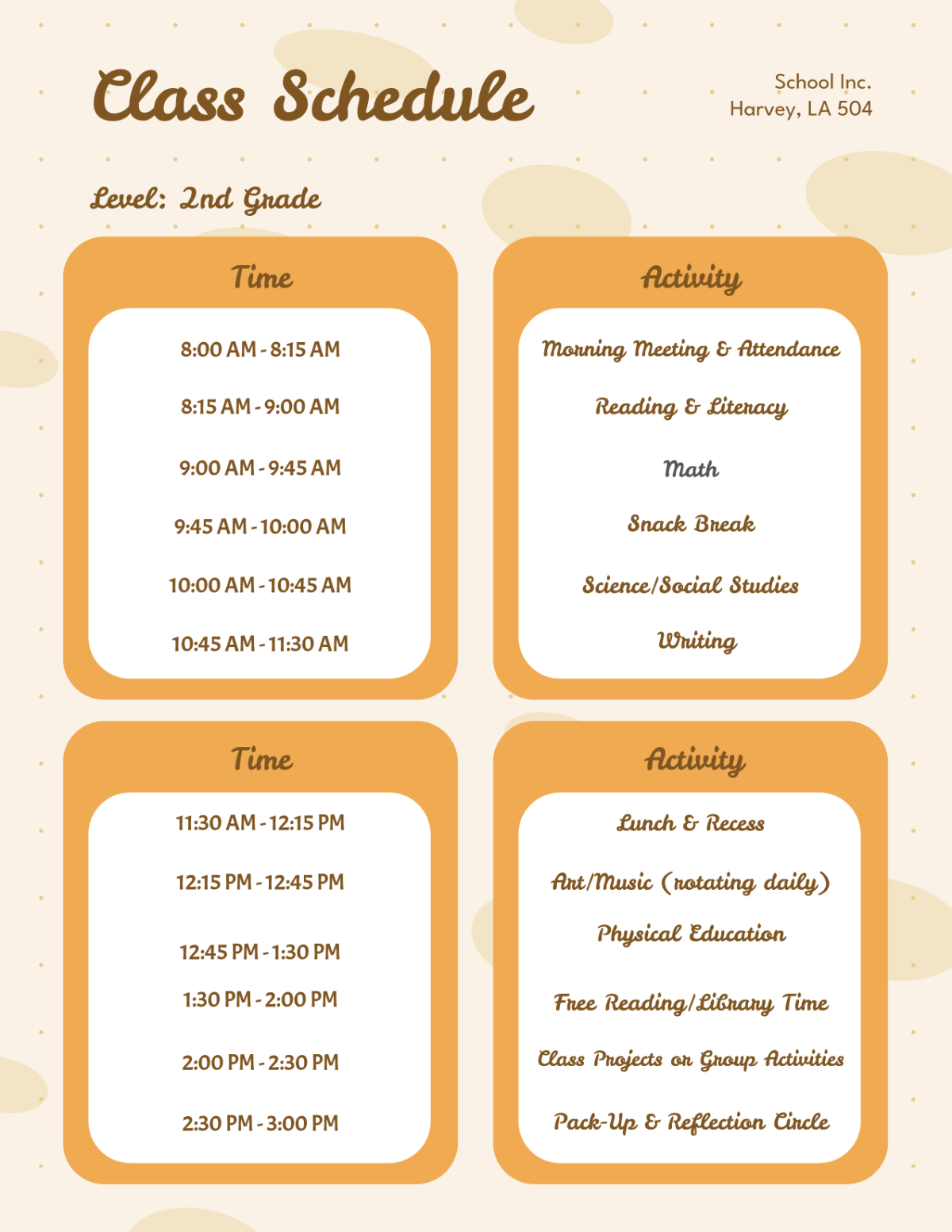 Cute Class Schedule Template - Edit Online & Download