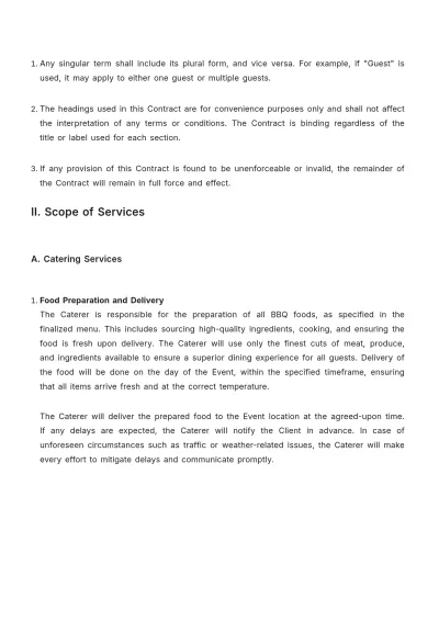 Free BBQ Catering Contract Template to Edit Online