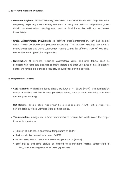 Free BBQ SOP Template to Edit Online