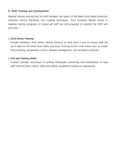 Free BBQ SOP Template to Edit Online
