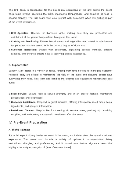 Free BBQ SOP Template to Edit Online