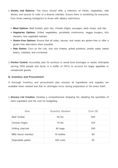 Free BBQ SOP Template to Edit Online