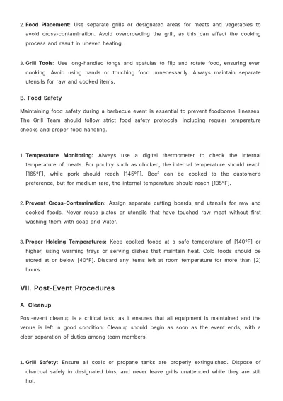 Free BBQ SOP Template to Edit Online