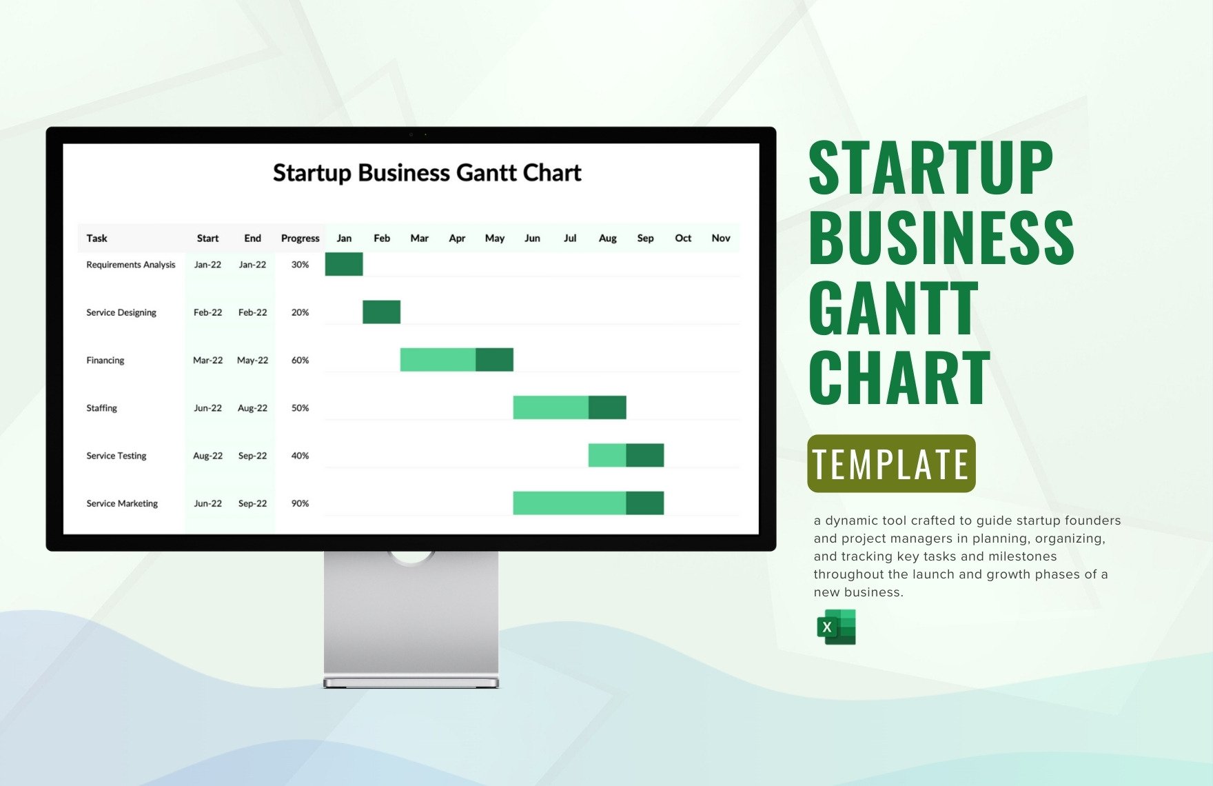 Startup Business Gantt Chart Template in Excel