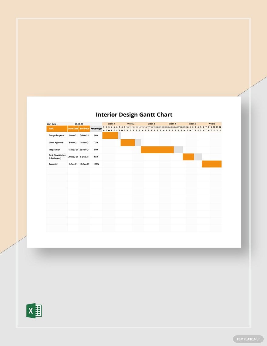 Interior Design Gantt Chart Template in Excel - Download | Template.net