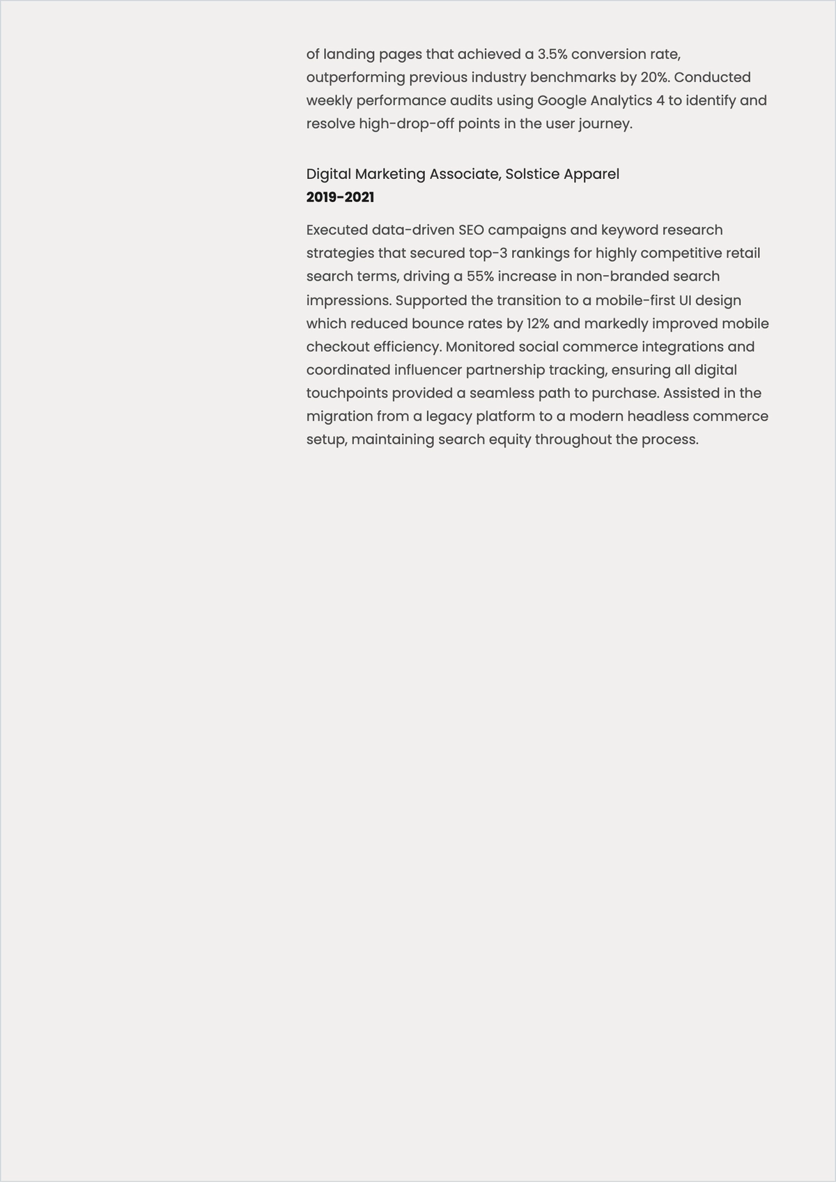 Free Sample E-Commerce Specialist ATS Resume Template