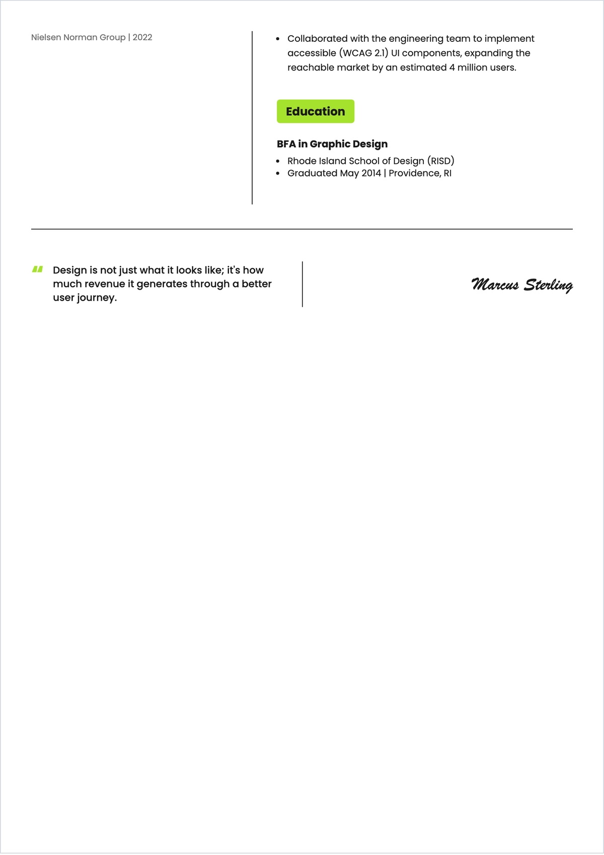 Free UI/UX Designer ATS Resume for E-Commerce Template
