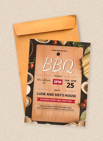 summer bbq party invitation template 440x600