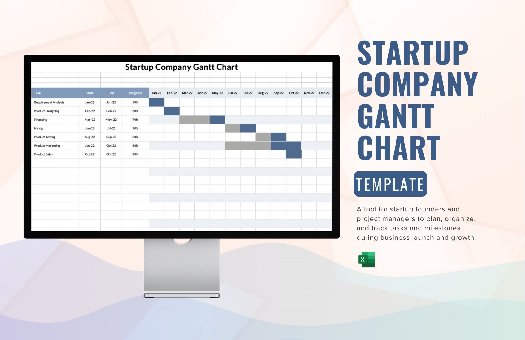 Startup Company Gantt Chart Template in Excel