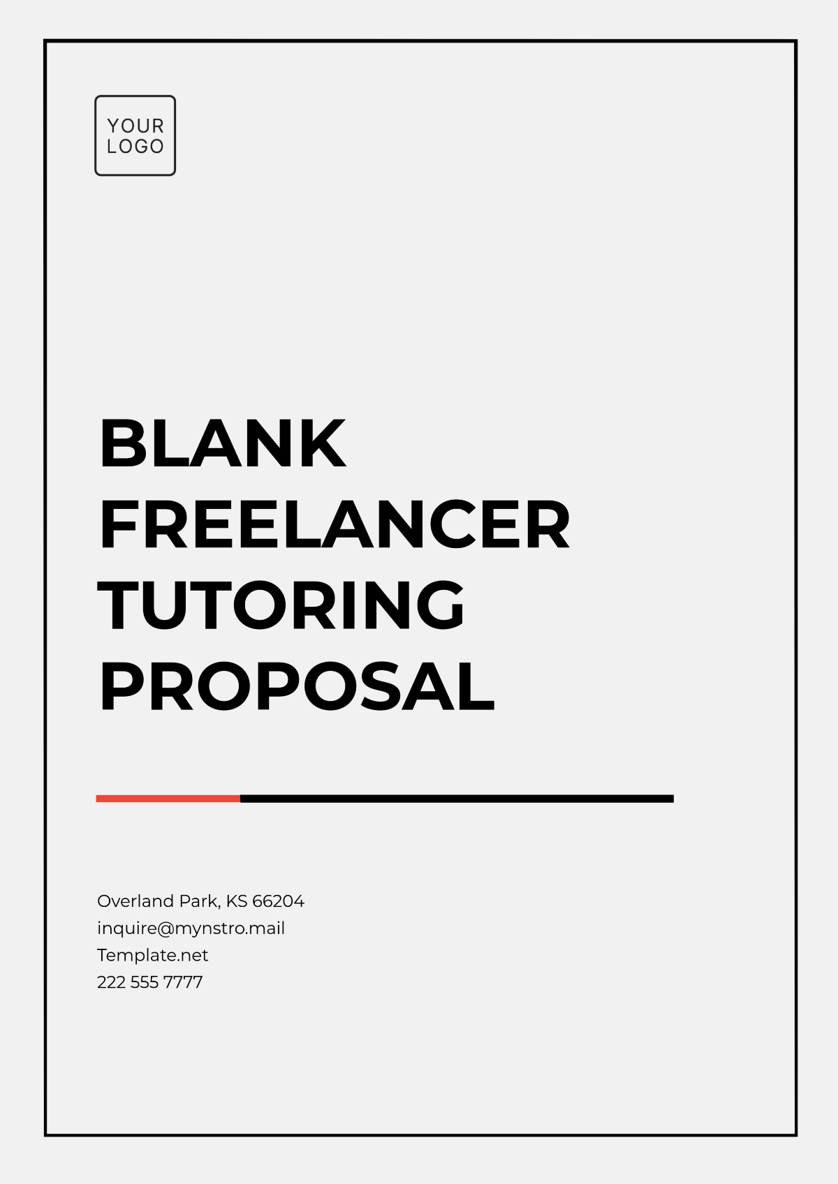 Blank Freelancer Tutoring Proposal Template - Edit Online & Download