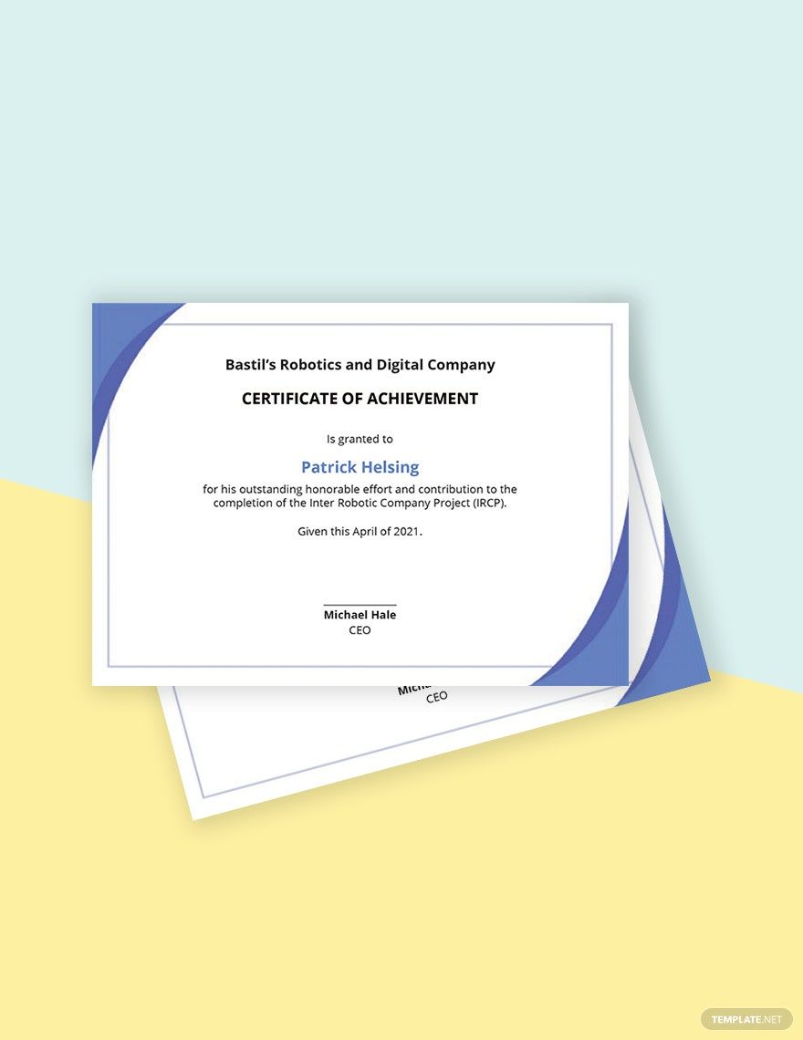IT Achievement Certificate Template