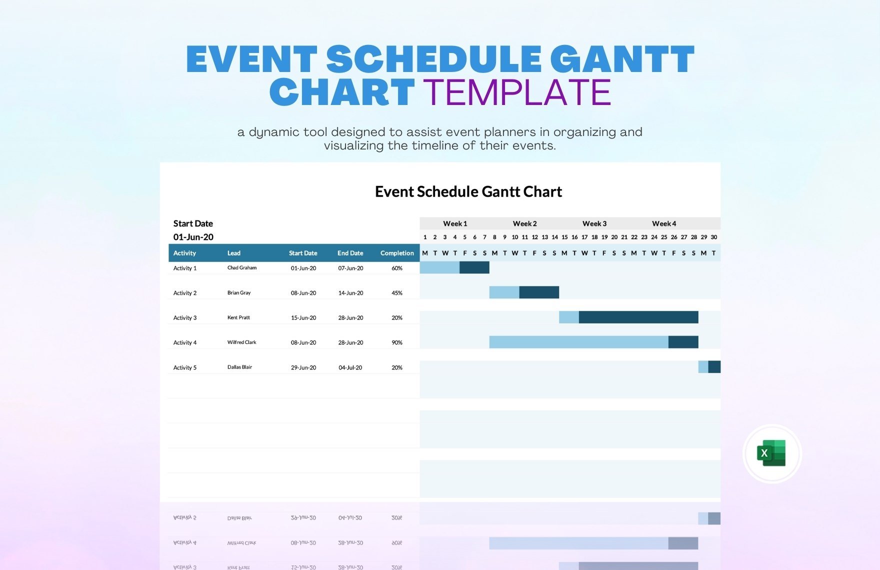 Event Schedule Gantt Chart Template in Excel