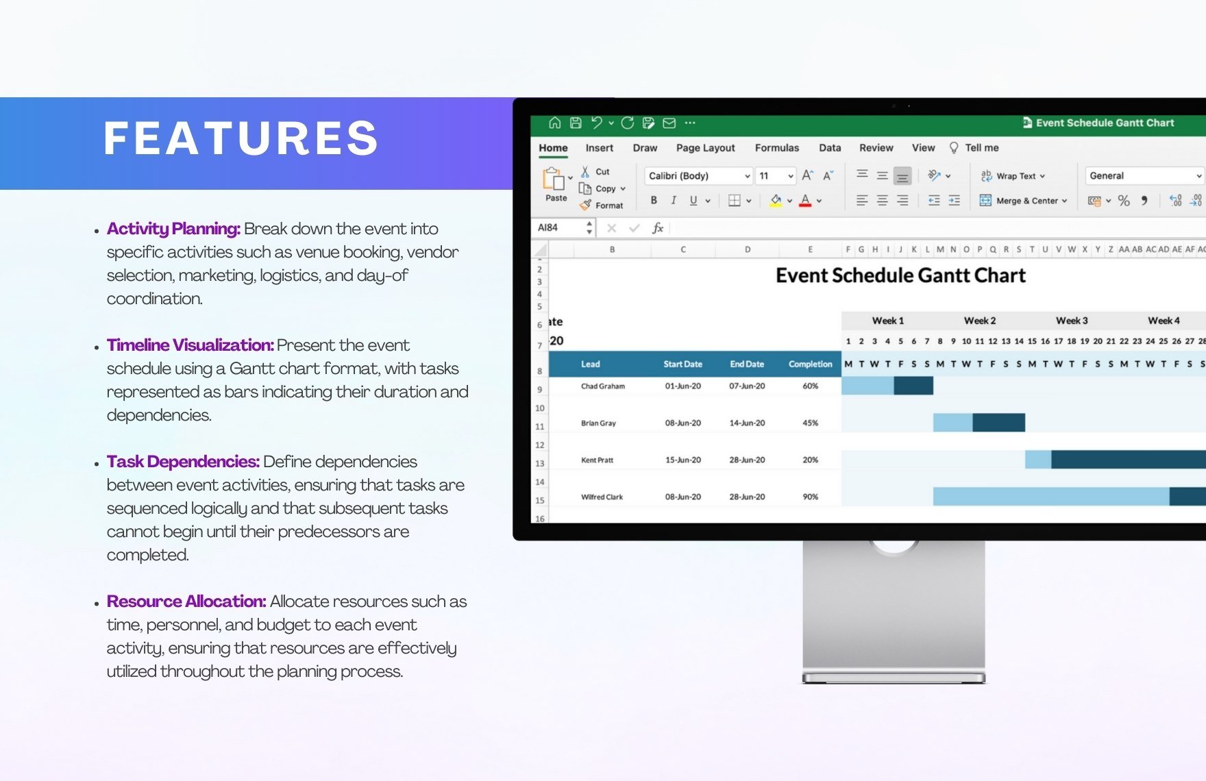 Event Schedule Gantt Chart Template