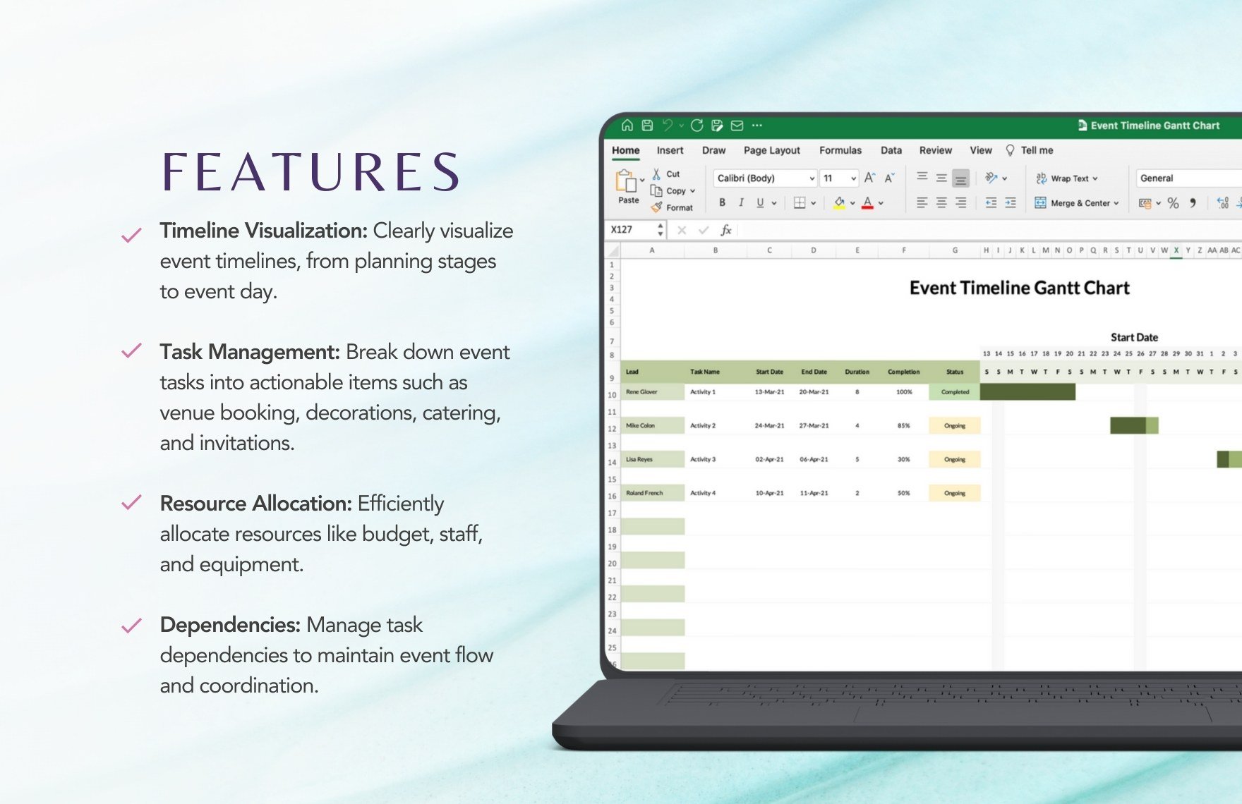 Event Timeline Gantt Chart Template