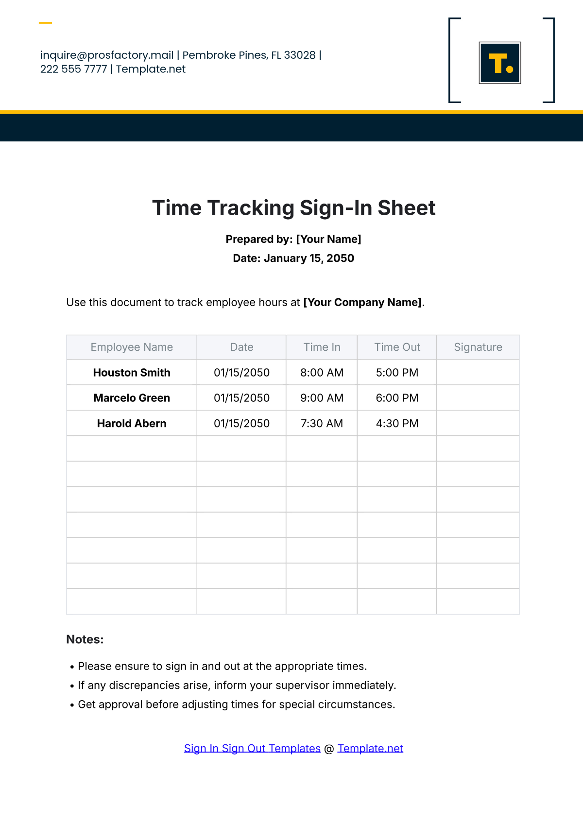 Time Tracking Sign In Sheet Template - Edit Online & Download