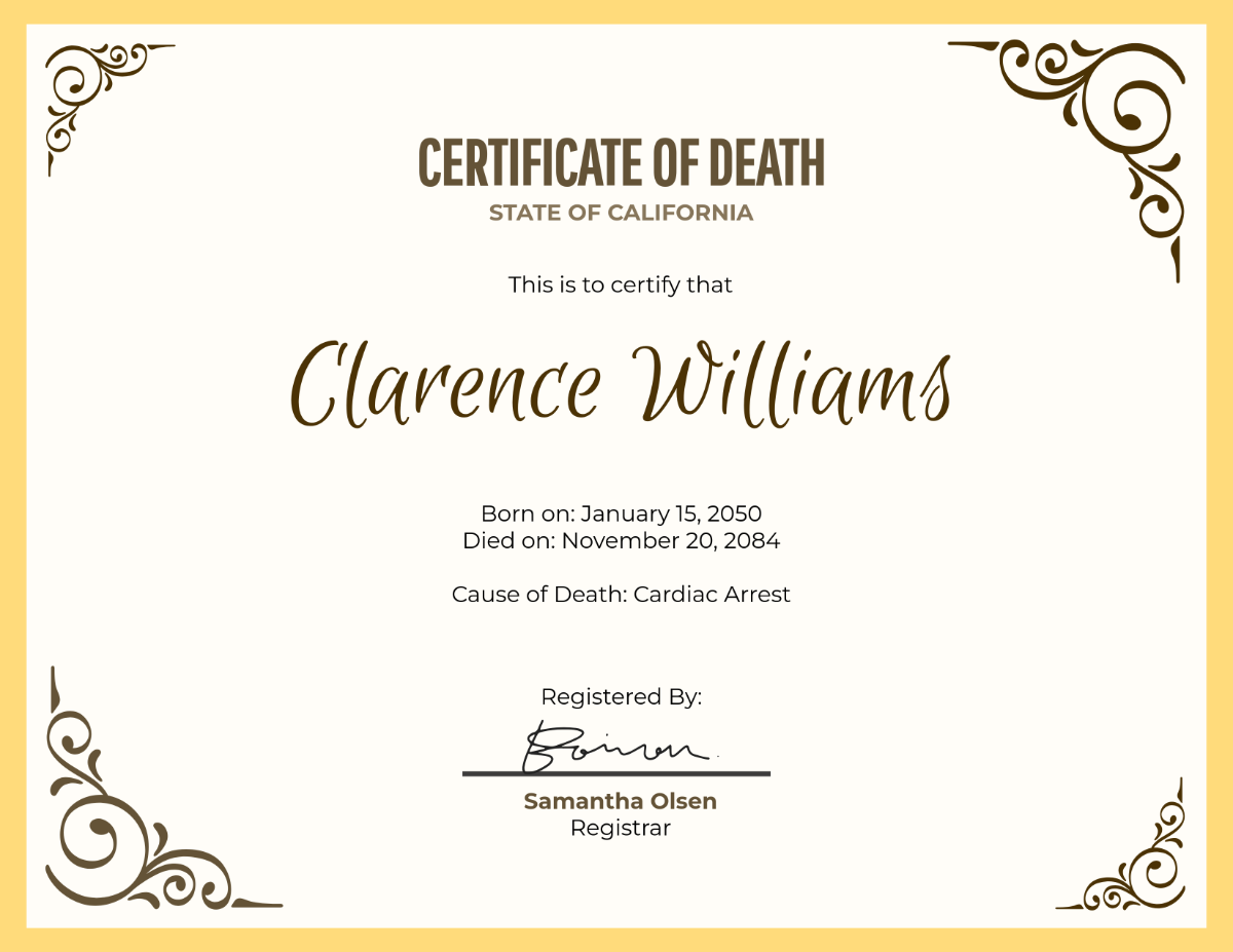 Death Certificate for Family Template - Edit Online & Download