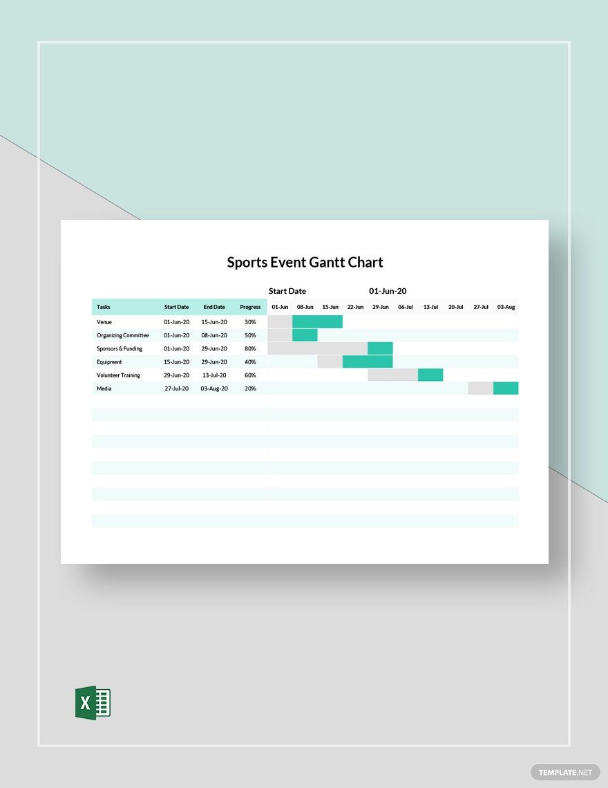 Sports Event Gantt Chart Template in Excel