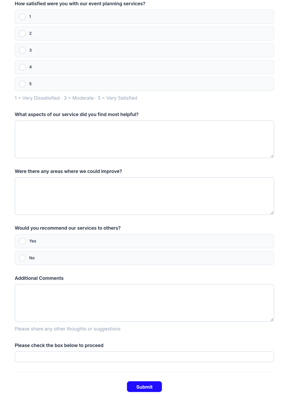 Free Event Planners Customer Feedback Form Template & AI Maker