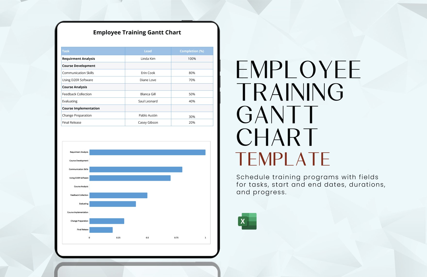 Free Employee Training Gantt Chart Template in Excel
