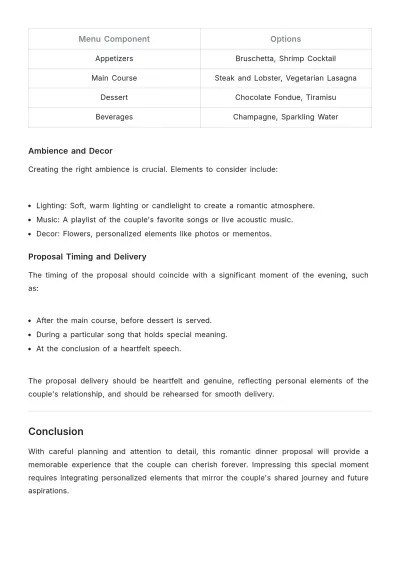 Free Romantic Dinner Proposal Template to Edit Online