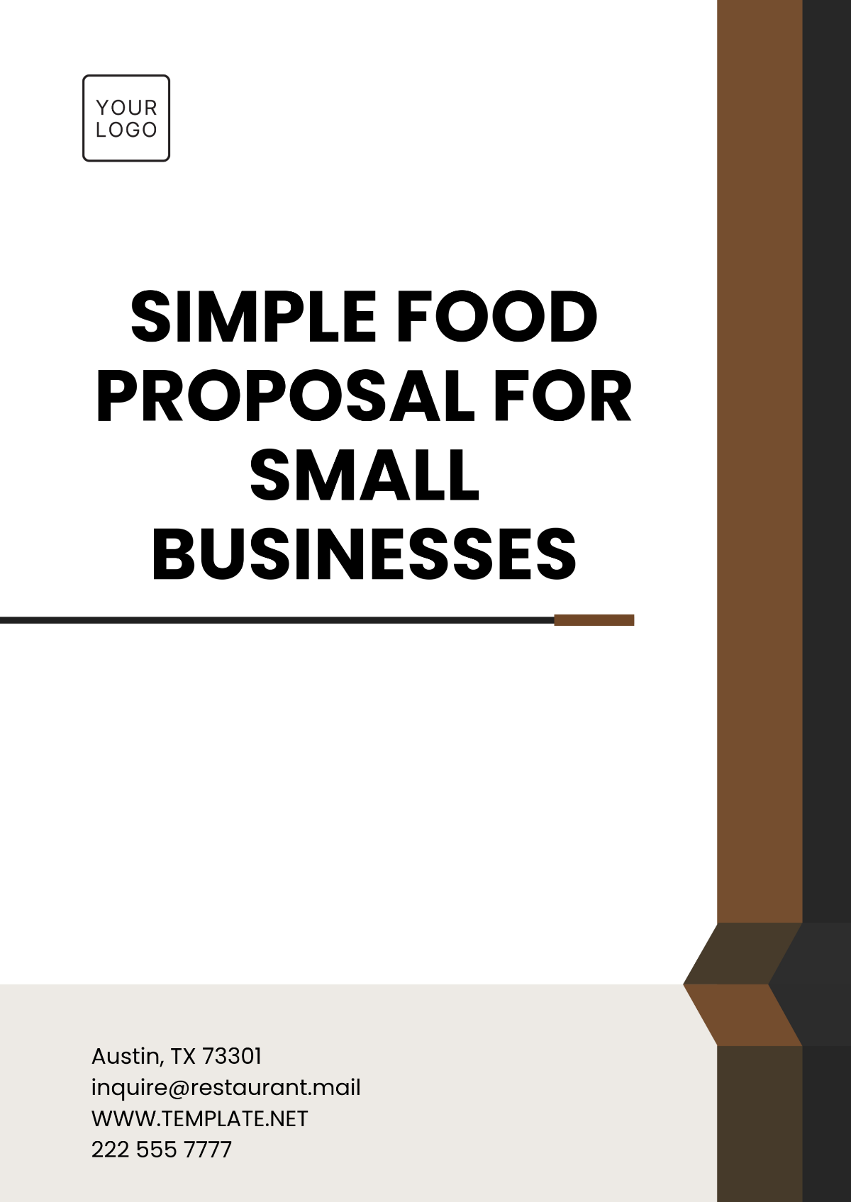 Simple Food Proposal Template for Small Businesses - Edit Online & Download