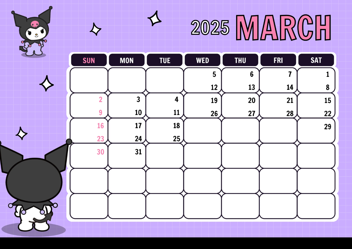 Free Kuromi 2025 Calendar Template to Edit Online