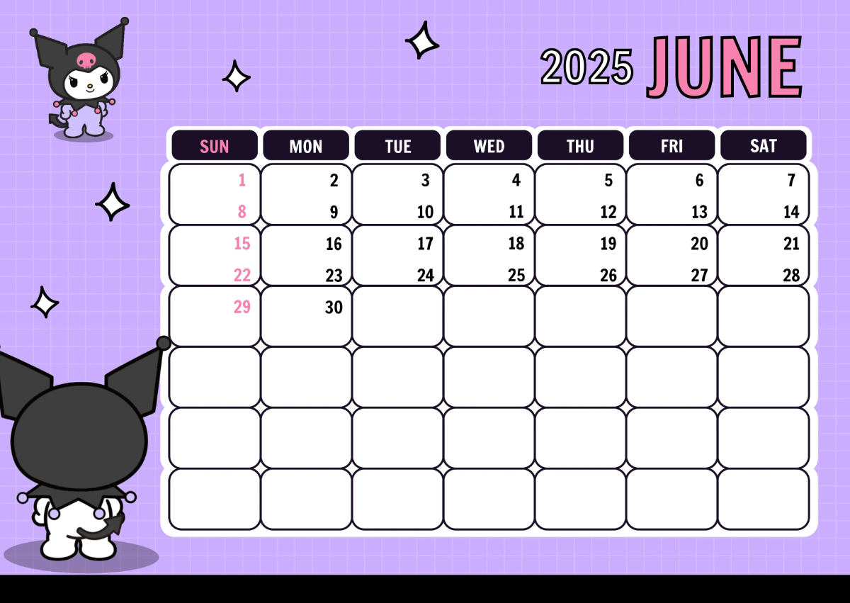 Free Kuromi 2025 Calendar Template to Edit Online