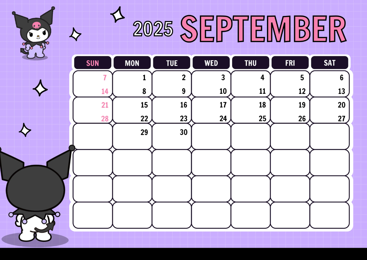 Free Kuromi 2025 Calendar Template to Edit Online