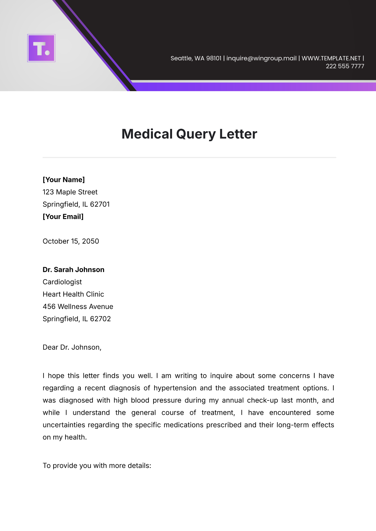 Medical Query Letter Template