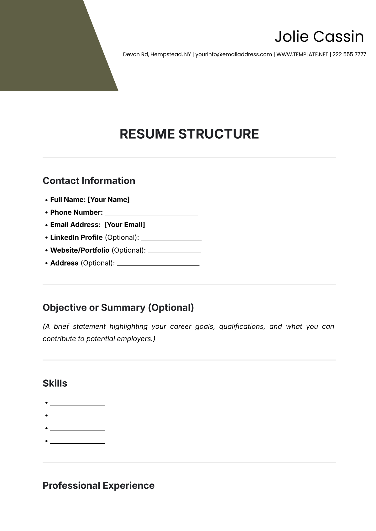 Free Resume Structure Template Edit Online Download Template Net