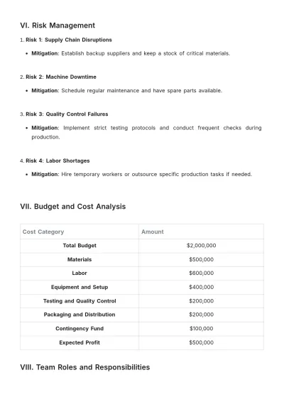 Free Manufacturing Project Plan Specification Template to Edit Online