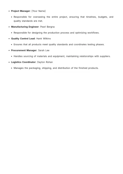 Free Manufacturing Project Plan Specification Template to Edit Online
