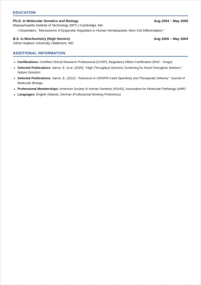 Free Curriculum Vitae ATS Resume Template, AI Resume Builder