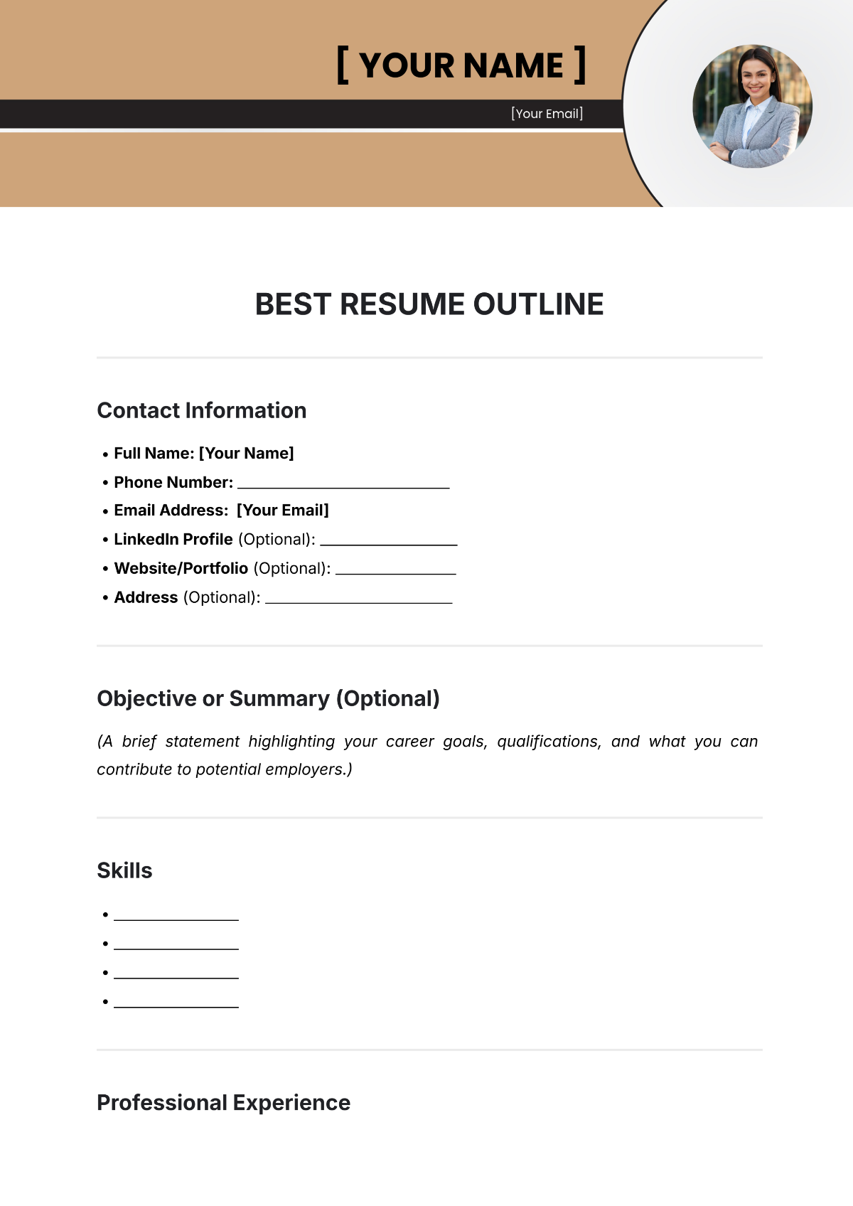 Best Resume Outline Template - Edit Online & Download