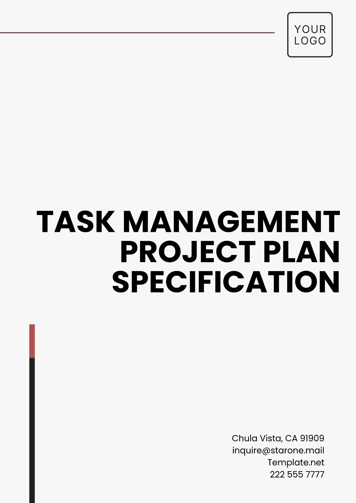 Task Management Project Plan Specification Template - Edit Online & Download