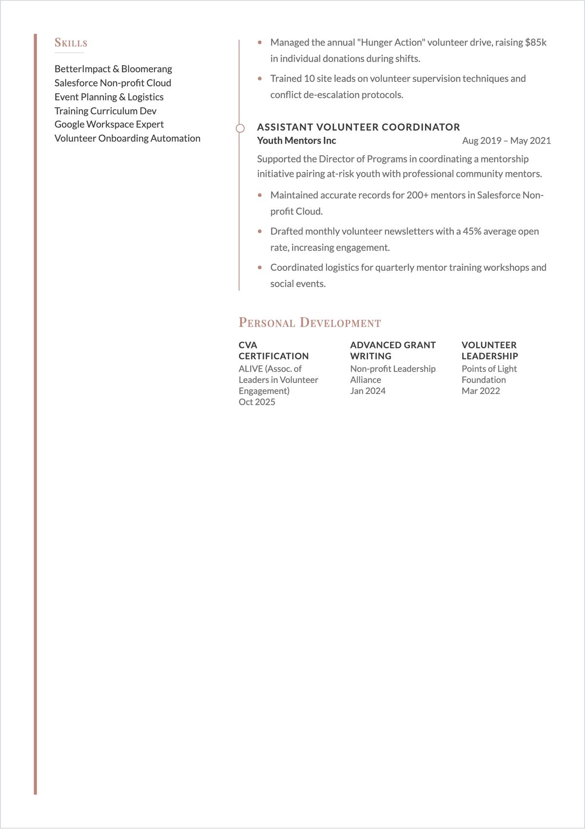 Free Volunteer Experience Outline Template to Edit Online