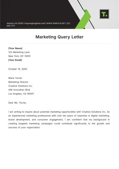 Free Marketing Query Letter Template to Edit Online