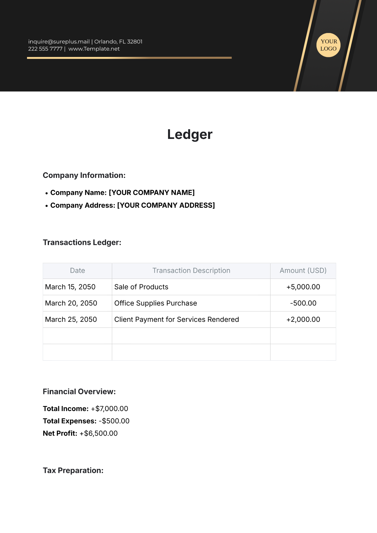 Ledger Template - Edit Online & Download