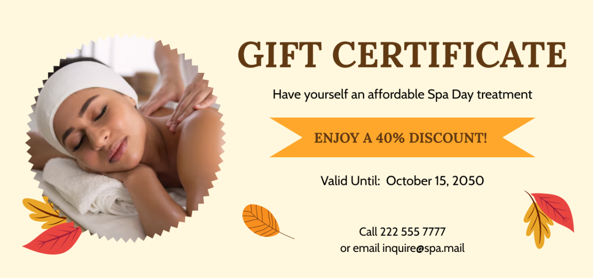 Free Spa Day Gift Certificate Template - Edit Online & Download