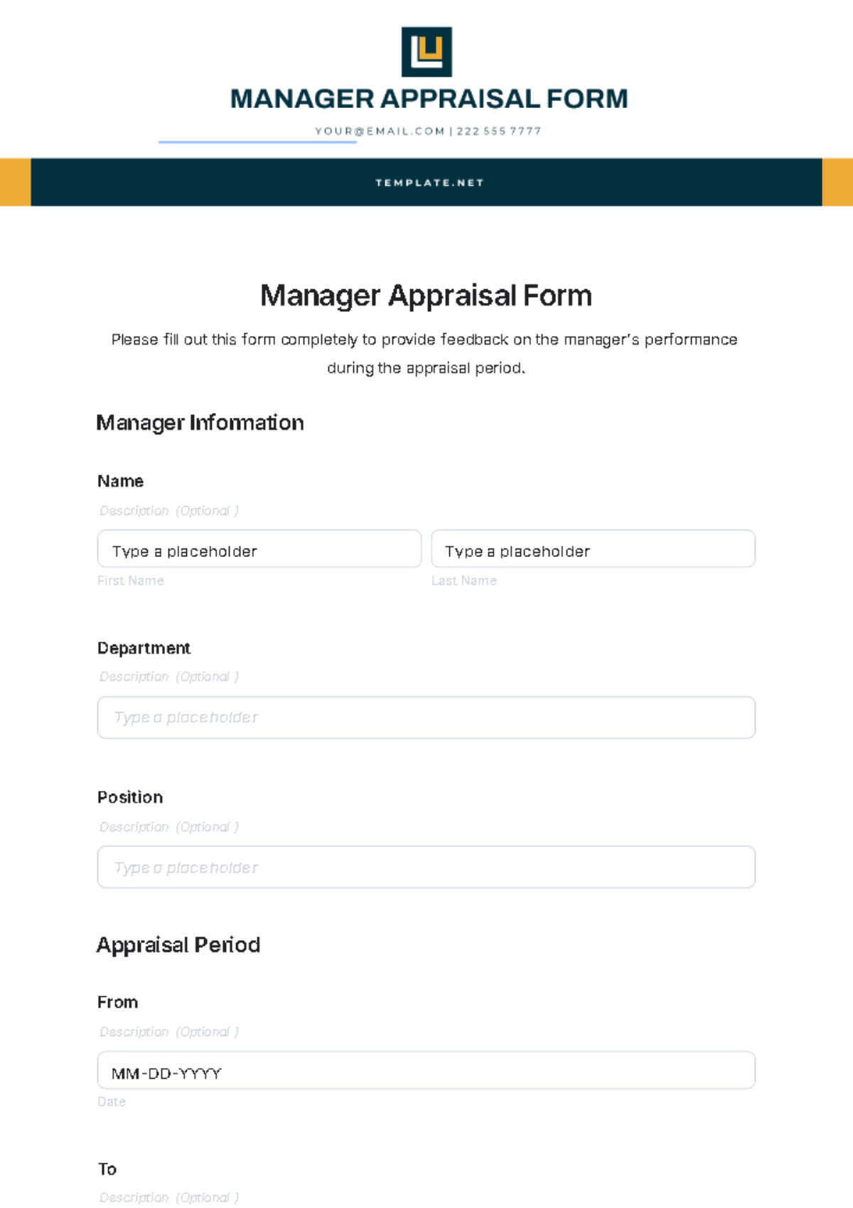 Free Manager Appraisal Form Template Edit Online Download