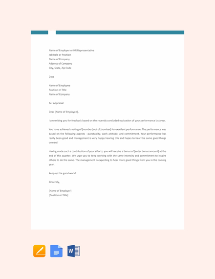 FREE Self Appraisal Letter Template - Word | Google Docs | Apple Pages ...