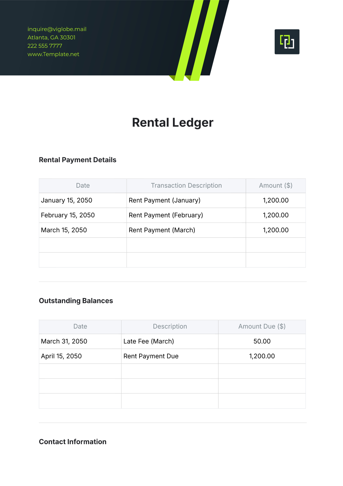 Rental Ledger Template - Edit Online & Download