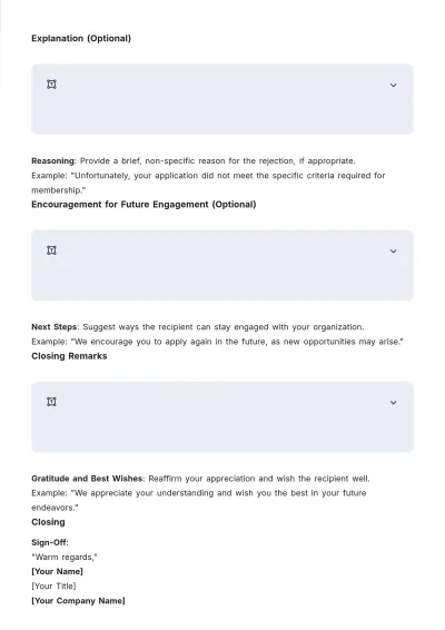 Free Membership Rejection Letter Layout Template to Edit Online