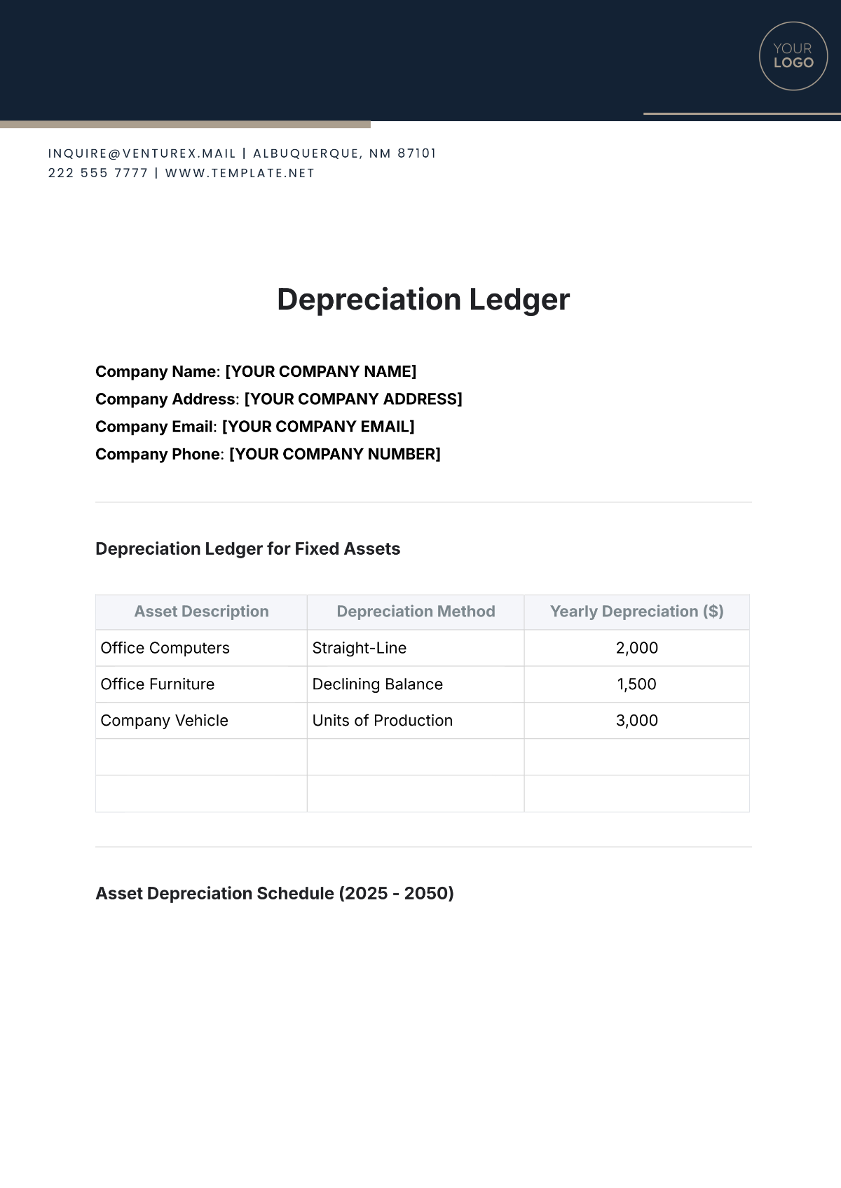 Depreciation Ledger Template - Edit Online & Download