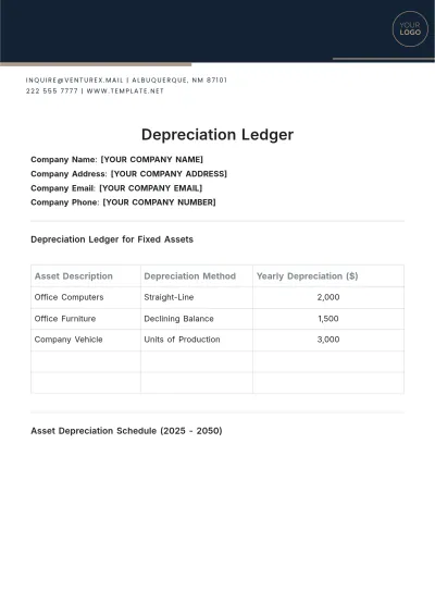 Free Depreciation Ledger Template to Edit Online