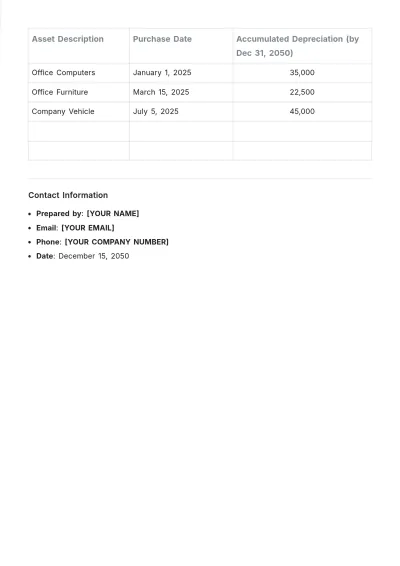 Free Depreciation Ledger Template to Edit Online