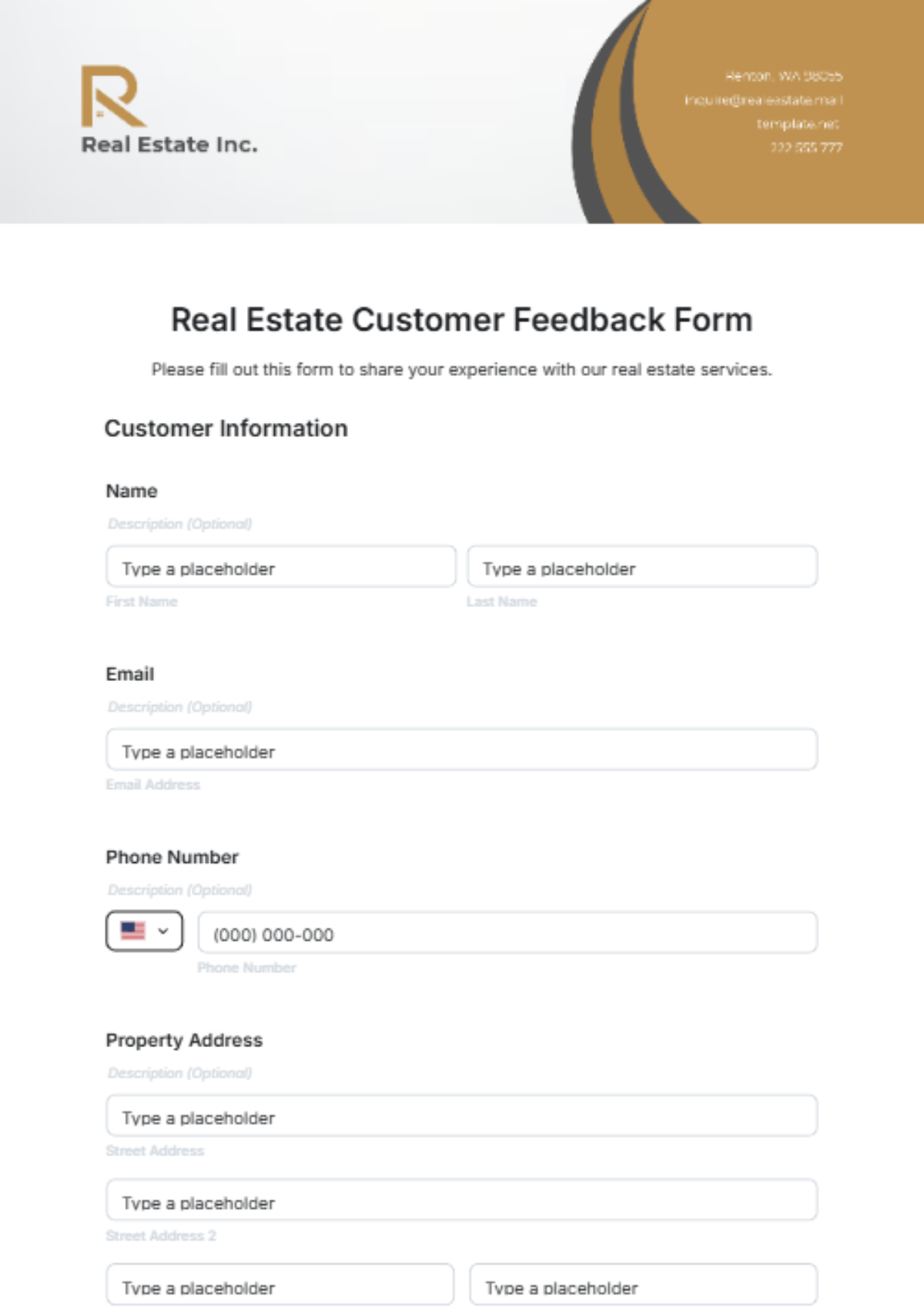 Real Estate Customer Feedback Form Template - Edit Online & Download