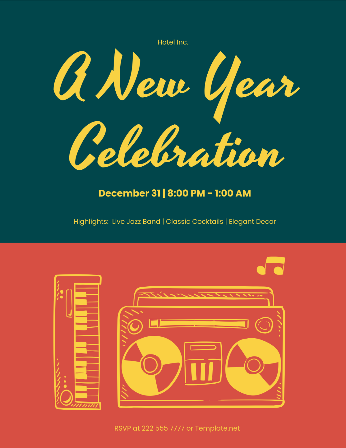 Free Vintage New Year Flyer Template - Edit Online & Download